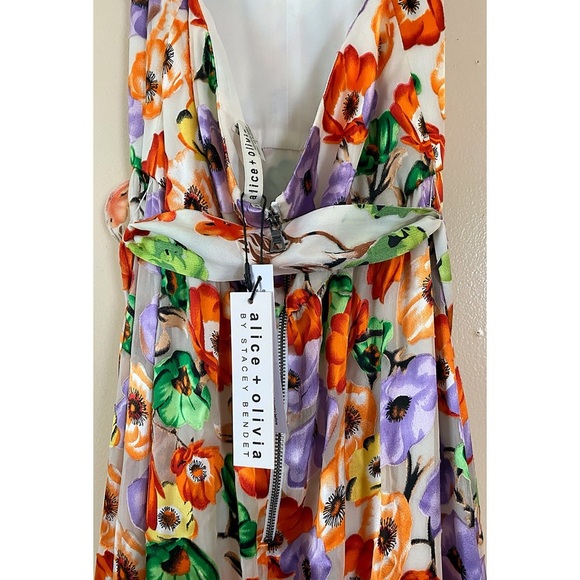 Alice + Olivia Evelia Floral Tie Waist Silk Blend Maxi Dress - Picture 7 of 16